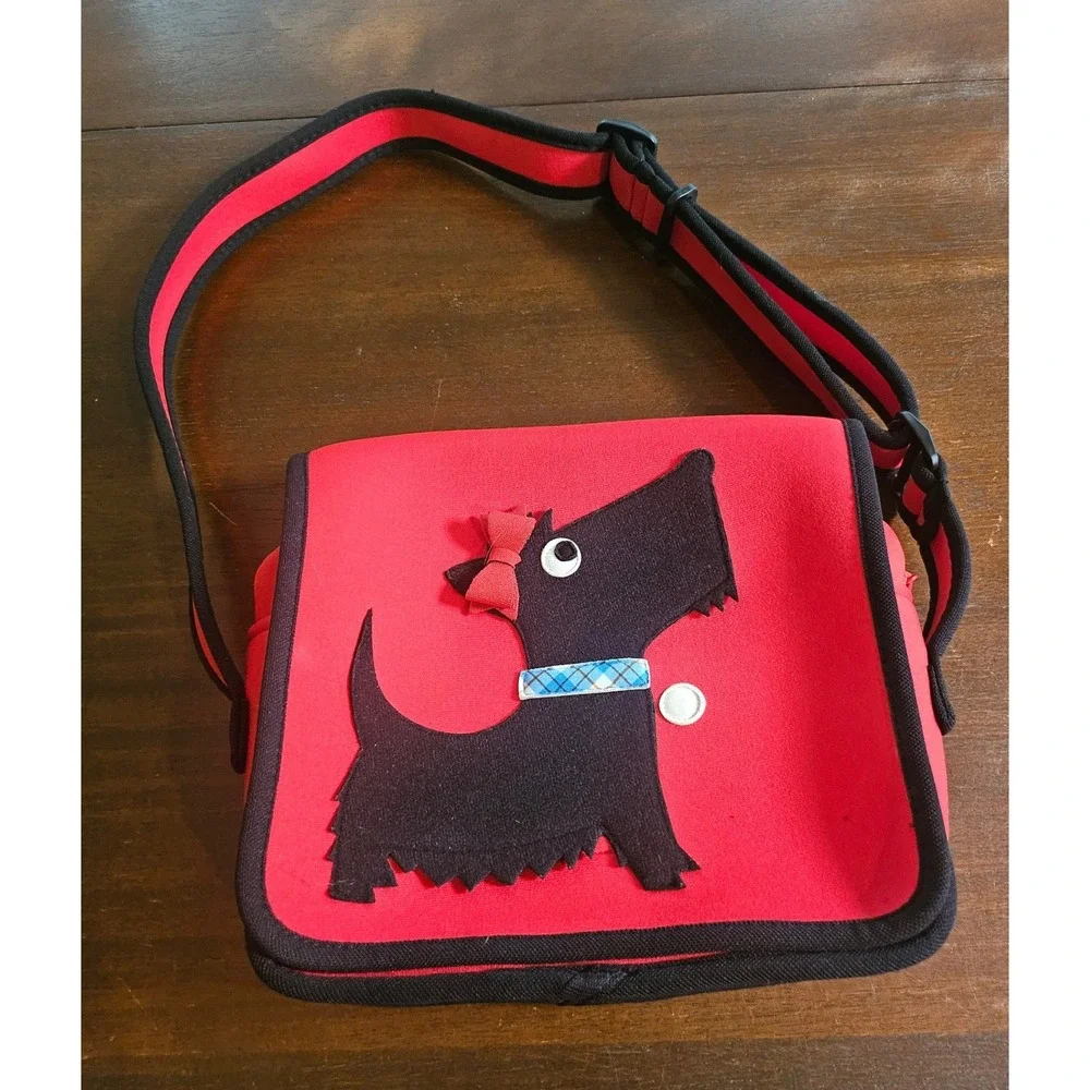 Dabbawalla Messenger Bag Kids Small Red Scottie Dog Neoprene Crossbody